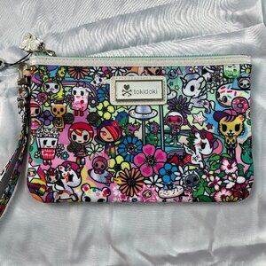 Tokidoki Flower Power Zipper Pouch Wristlet Make Up Stationary Bag Rare New
